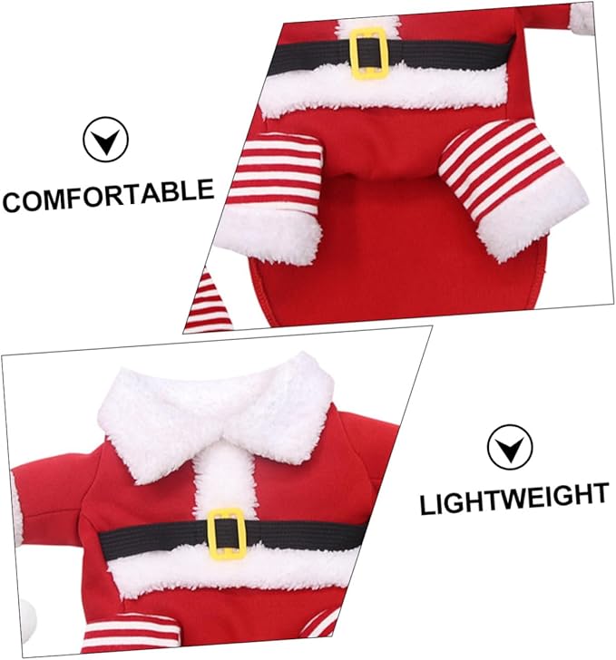 DOITOOL Pet Santa Claus Costume for Dogs and Cats Fleece Christmas Outfit XL Funny Two-Legged Cosplay Clothes for Large Pets Xmas Party Supplies