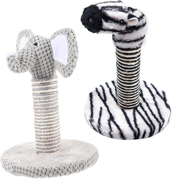 Beaupretty 2pcs Reusable Cat Scratching Post and Cat Climber Set with Wear-Resistant Vertical Scratchers Small Animal Pattern Design for Indoor Kittens