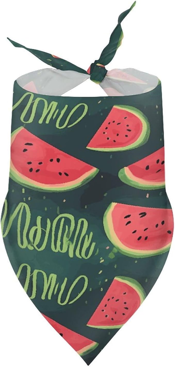Dog Bandana Spring Pet Scarf Adjustable Triangle One in A Melon Printing Dog Bib Washable Polyester Puppy Bandana for Small Medium Large Dogs Cat Birthday Party Supplies