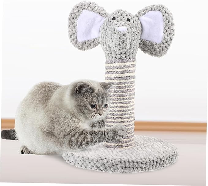BESPORTBLE 2pcs Cat Scratching Post Kit with Sisal Claw Scratcher and Small Elephant Zebra Design Indoor Floor Cat Climber for Kittens Decorative Reusable Pet Furniture
