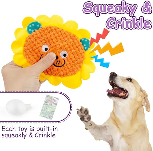 No Stuffing Dog Toys - 8 Pack Squeaky and Crinkle Plush Toys for Small Medium Dogs, Durable for Aggressive Chewers,Cute Puppy Textured Animals