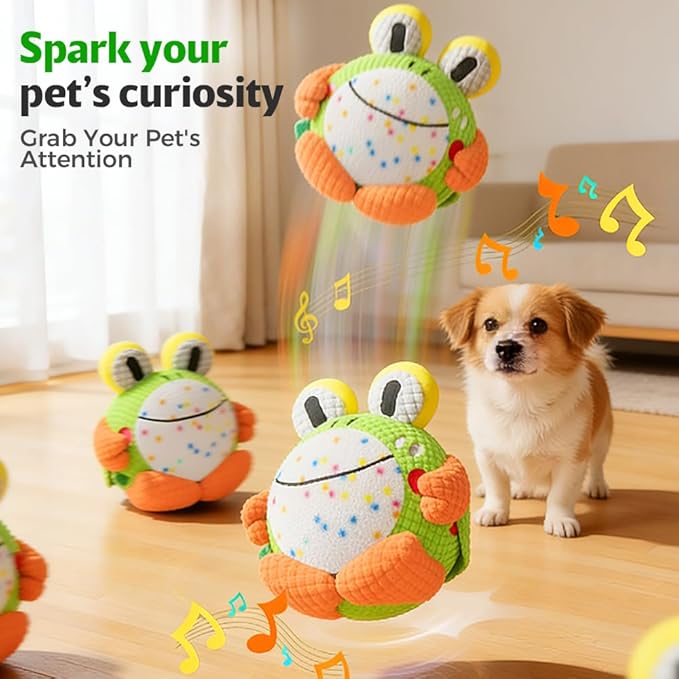 Interactive Dog Toys, Active Moving Pet Plush Toy, Random Movement and Fun Whistles, USB Charge Washable Disassemblable Plush Squeaky Dog Toy for Dogs or Cat (Dolphin)