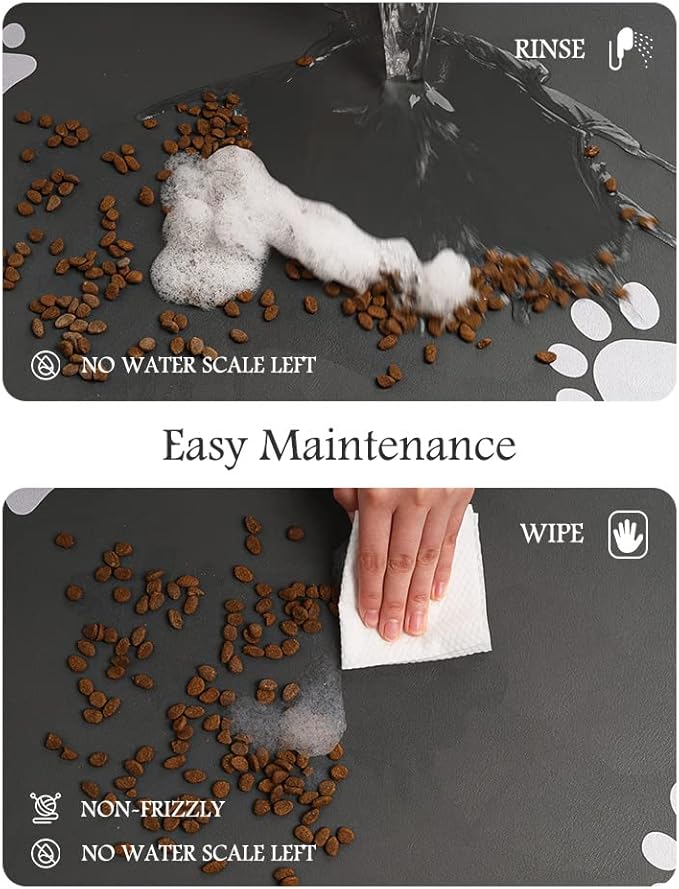 Pet Feeding Mat-Absorbent Dog Mat for Food and Water Bowl-No Stains Quick Dry Water Dispenser Mat-Dog Accessories Pet Supplies-Bowl for Messy Drinkers（Darkgrey,17"x34"