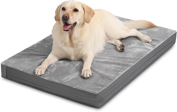 Extra Large Dog Bed Waterproof, XL Pet Beds Washable 44 inch, Orthopedic Foam Sleeping Pad with Removable Cover Reversible Anti-Slip 44"x32", Grey