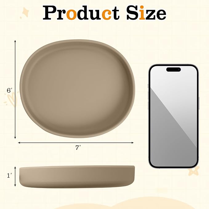 BNOSDM Silicone Dog Food Plate Shallow Dog Bowl Flat Cat Dish 1 Pack Small Puppy Plates for Small Dogs and Cats Whisker Fatigue Pet Feeding Bowls for Dry and Wet Food (Brown)