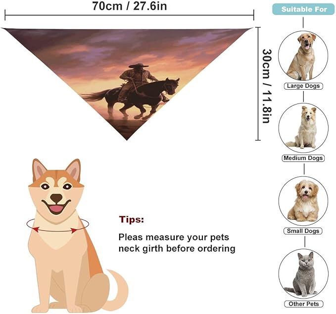 Dog Bandana Spring Pet Scarf Adjustable Triangle Cowboy West Printing Dog Bib Washable Polyester Puppy Bandana for Small Medium Large Dogs Cat Birthday Party Supplies