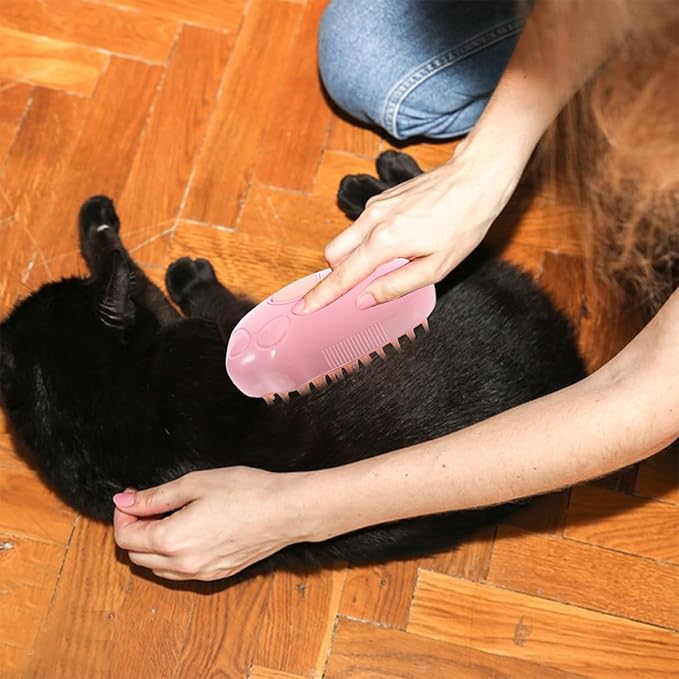 BESTonZON 2pcs Self-cleaning Cat Steamer Brush Multi-use Grooming Tool for Dogs and Cats Bath Brush Massage Bristles for Spa-like