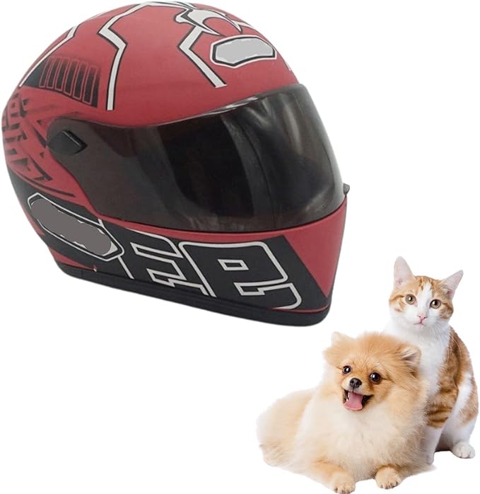 Pet Motorcycle Helmet Dog/Cat Full Face Motorcycle Helmet Outdoor Motorcycle Bike Riding Helmet Hat for Cat Dog Doggie Puppy Kitten Pet Supplies Racing Car Fan Collectible Small Gift (Red93)