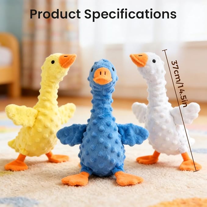 2026 New Dog Toys for Aggressive Chewers, Duck Dog Toys Large Dogs Indestructible, Vocal Toys with Built-in Squeaker for Boredom Relief, Crinkle Squeaky Plush Puppy Chew Toys for Teething (White)