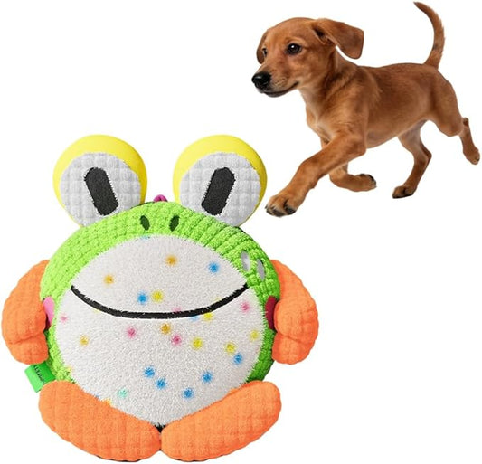 Interactive Dog Toys, Active Moving Pet Plush Toy, Random Movement and Fun Whistles, USB Charge Washable Disassemblable Plush Squeaky Dog Toy for Dogs or Cat (Frog)