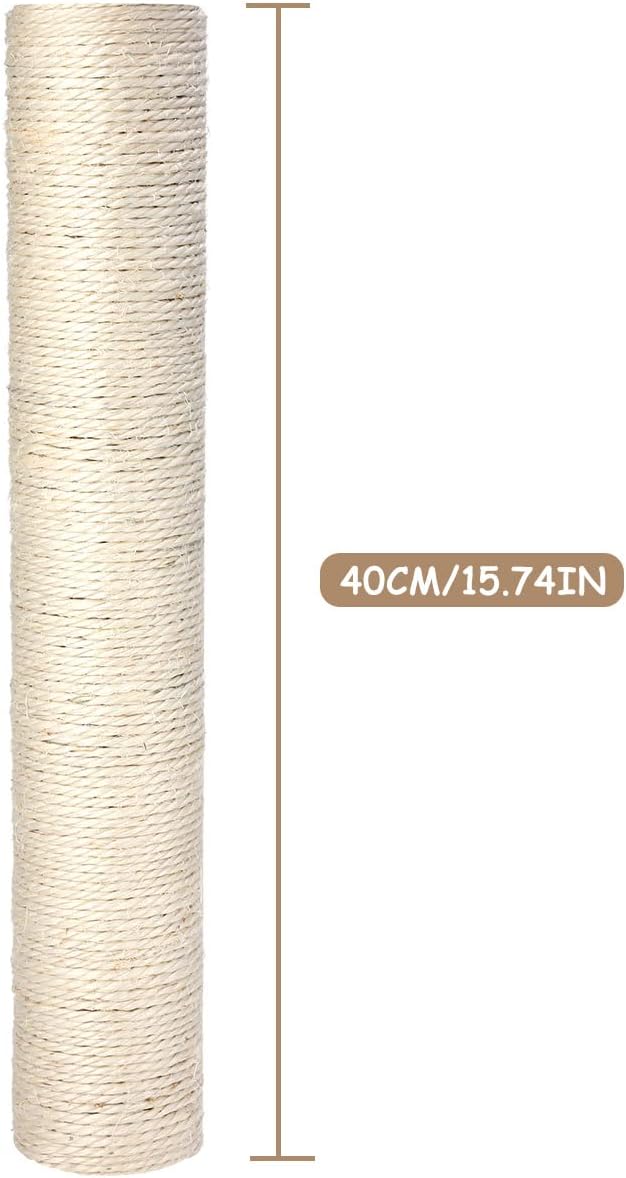PowerKing Natural Sisal Replacement Scratching Post, 15.7'' 2 Pieces M8 Cat Scratch Post Refill Pole Parts for Refurbishment, Include Screws (White)