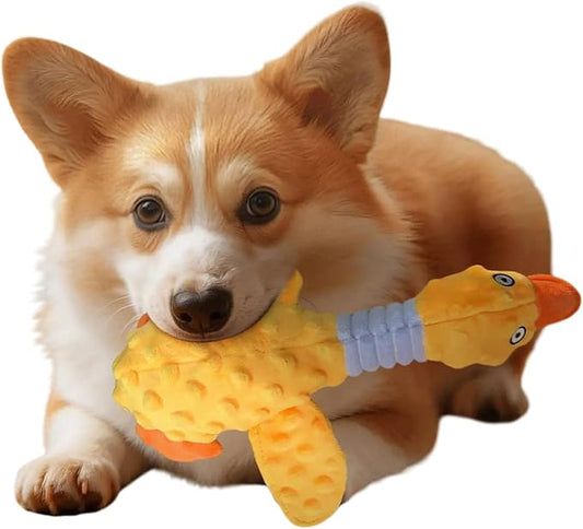 Goose Dog Toy Soft Stuffed Animal Plush Dog Puppy Chew Toys to Keep Them Busy Pet Supplies for Chewers Small Medium and Large Breeds (Yellow)