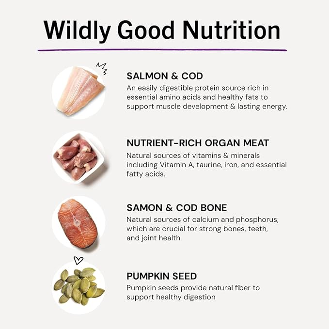 Stella & Chewy's Freeze-Dried Raw Cat Dinner Morsels - Premium Salmon & Cod Recipe with 98% Wild-Caught Fish & Organs - Natural Grain-Free Cat & Kitten Food - Made in USA - 8 oz