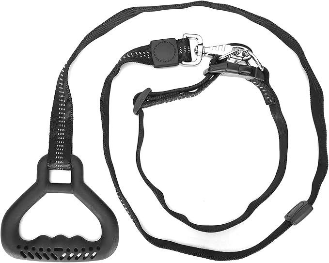 Heavy Duty Dog Leash Collar Set, Adjustable Nylon Leash with Soft PP Handle, Durable Rope Leash Collar for Small Medium Large Dogs, Pet Supply with Elastic Shock (Black)