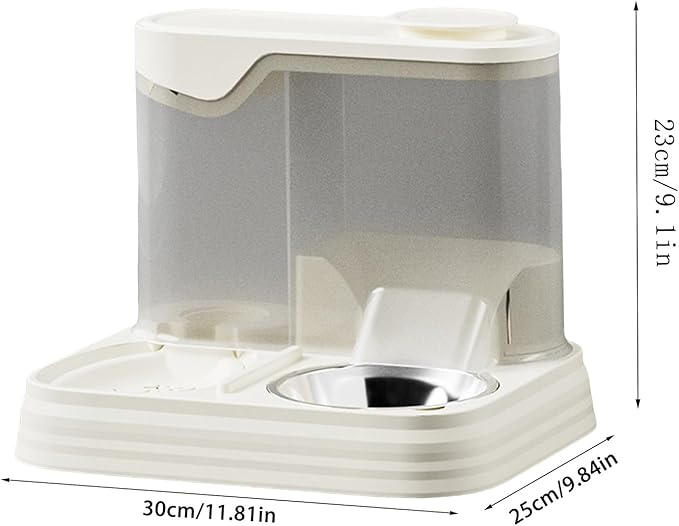 Gravitational Pet Feeder and Water Dispenser Set, Automatic Pet Feeder for Cats Dogs Saving Feeding Station Reduces Waste, Suitable for Dogs Cats Pets Animals Large Capacity (White)
