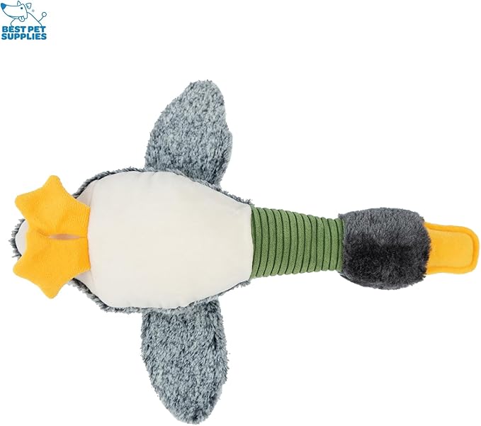 Best Pet Supplies Interactive Squeaky Dog Chew Toy, Ideal Dog Toys for Chewers, Small, Medium & Large Dogs, and Fetch Lovers - Mallard Duck Wing (Gray), Small