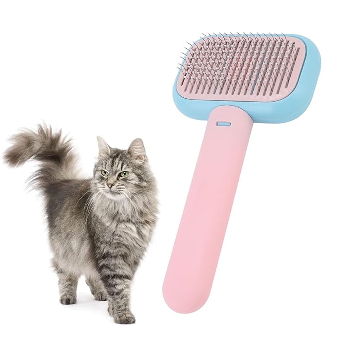 Pet Slicker Brush, Self Cleaning Massage Prevent Slip Dog Cat Grooming Comb, Cat Grooming Brush Self Cleaning Slicker Pet Massaging Tool for Shedding Hair, default, defult