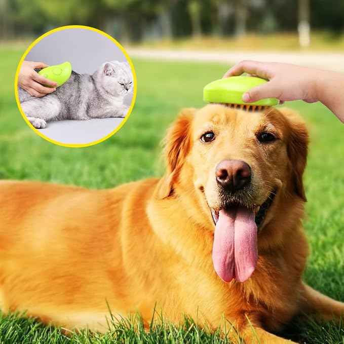 Cat Steam Brush, Steamy Pet Brush Water Brush for Cats and Dogs, Multifunctional Pet Hair Comb Cat Brush with Steam, Grooming Brush Spray Comb for Dogs and Cats (A- Yellow)