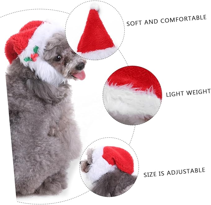 SHINEOFI Christmas Pet Headwear Ribbon Collar, Small Size Festive Dog Neck Accessory, Soft Fabric Christmas Pet Hat for Holiday Dress-up and Party Supplies