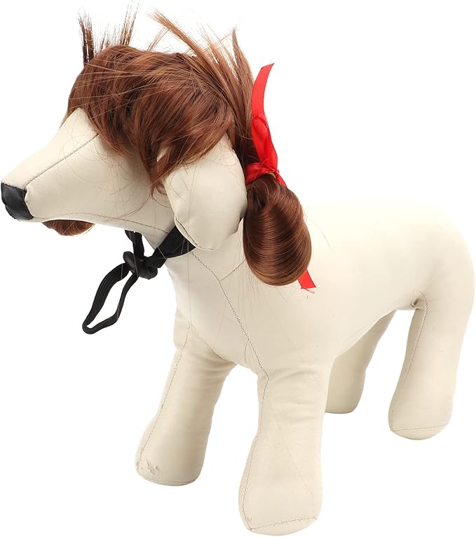 Dog Wig Funny Cosplay Toy for Pet Halloween Party Festival, Adjustable Band for Head Girth 30-60cm, Nylon Fiber Material for Comfort, Pet Supplies