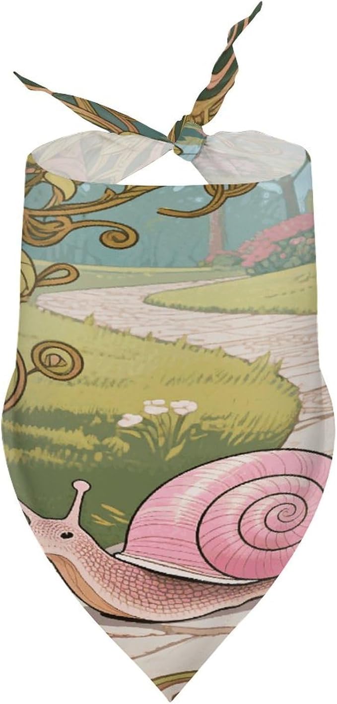 Dog Bandana Spring Pet Scarf Adjustable Triangle Snail (Art Nouveau) Printing Dog Bib Washable Polyester Puppy Bandana for Small Medium Large Dogs Cat Birthday Party Supplies