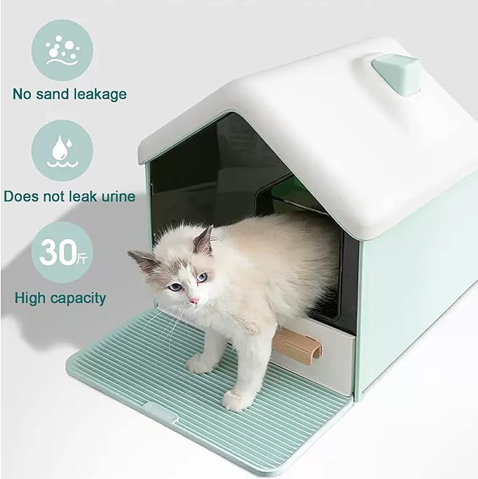 Cat Litter Box,Fully Enclosed Litter Box Holds Odors,Prevents Urine and Litter Leakage,Assembly Free,Easy to Clean Stylish Litter Box Furniture with Pull-Out Litter Tray and Litter Scoop ( Color : Pin