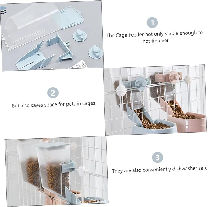 2l Hanging Automatic Pet Feeder with Food Dispenser, Sturdy Dog and Puppy Feeding Bowl for Cage and Crate Use, Blue Pattern Design for Indoor Pet Supplies
