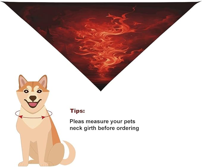 Dog Bandana Spring Pet Scarf Adjustable Triangle Red Flame Printing Dog Bib Washable Polyester Puppy Bandana for Small Medium Large Dogs Cat Birthday Party Supplies