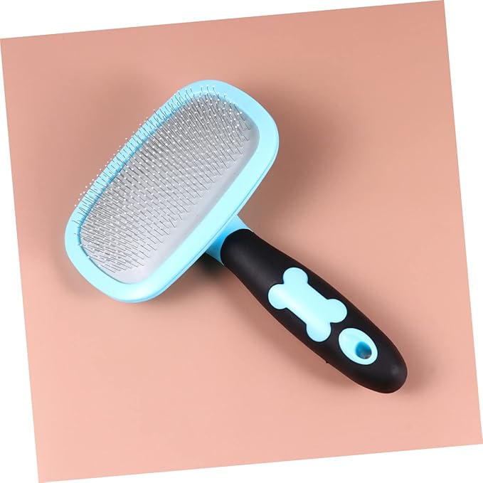 Rotatable Pet Grooming Comb Comfortable Massager Tool for Dogs Cats Large Blue with Dots Hair Removal Tangle Cleaning