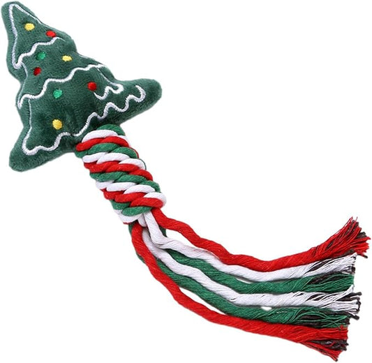Dog Rope Toy Christmas Dog Toy Lightweight Pet Supplies for Aggressive ers Dog Toy for Playing Training Xmas Gifts, Christmas Tree