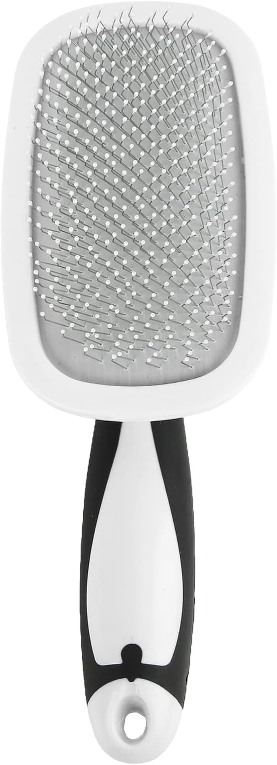 Brrnoo Self Cleaning Hair Brush, Dog Brush for Shedding Pet Grooming with Stainless Steel Needle 360 Degree Rotatable Cat Slicker Comb Cat for Kitten Massage Removes Loose Fur (White)