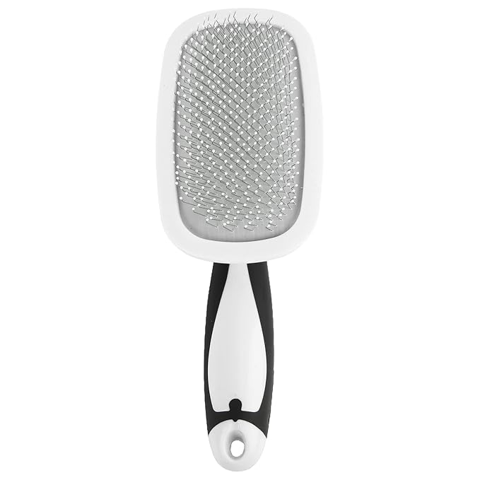 Self Cleaning Hair Brush, 360 Degree Rotatable Cat Slicker Comb Pet Grooming Brush with Stainless Steel Needle Dog For Shedding Cat For Kitten Massage Removes Loose Fur (White)
