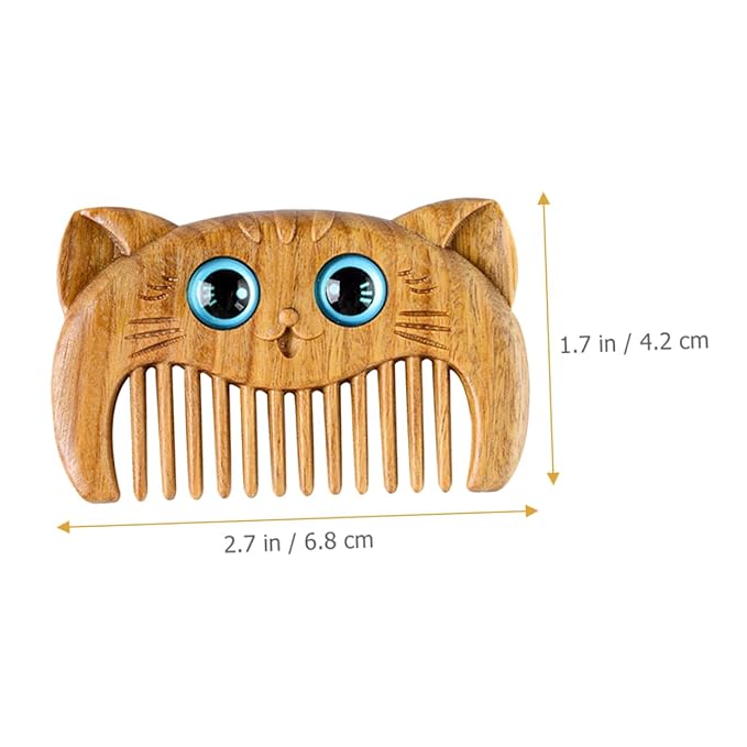 minkissy Sandalwood Cat Hair Combs Set of 2 Small Fine Tooth Grooming Combs for Cats and Dogs for PET Grooming