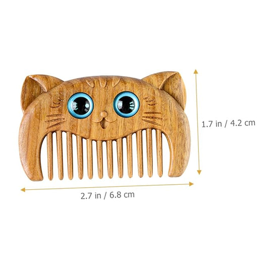 minkissy Sandalwood Cat Hair Combs Set of 2 Small Fine Tooth Grooming Combs for Cats and Dogs for PET Grooming