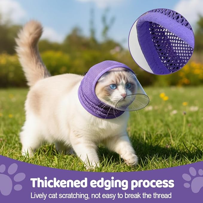 MiOYOOW Cat Muzzle, Breathable Anti-Bite Kitten Head Cover Anti Licking Cat Face Covers for Cats Grooming Nail Trimming Bathing