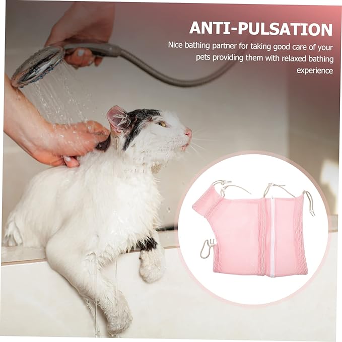 SUPVOX Cat Bathing Bag Adjustable Mesh Cat Wash Bag for Easy Grooming Nail Trimming for Stress Bathing and Drying
