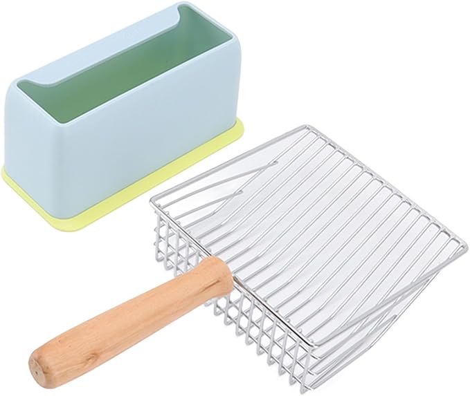 Ymiko Metal Cat Litter Scoop, Cat Poop Shovel Pooper Scooper Kitten Poop Sifting with Holder Litter Scoop for Box