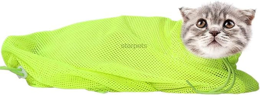 SOCHII New Mesh Cat Grooming Bathing Bag No Scratching Biting Restraint for Bathing Nail Trimming Injecting Examing Green M