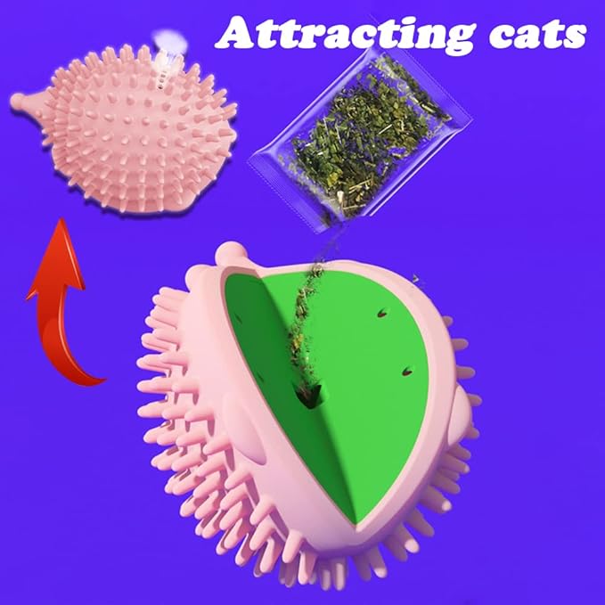 4.5in Cat Grooming Wall Mount - Corner Face Scratcher and Massage Comb for Cat and Dog (Pink)