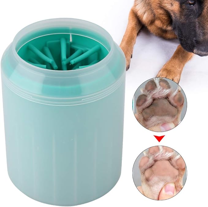 Portable Pet Paws Cleanseing Cup, Multifunctional Grooming Tool for Cats and Dogs, Rubber Silicunique, Easy to Cleanse and Use (Green)