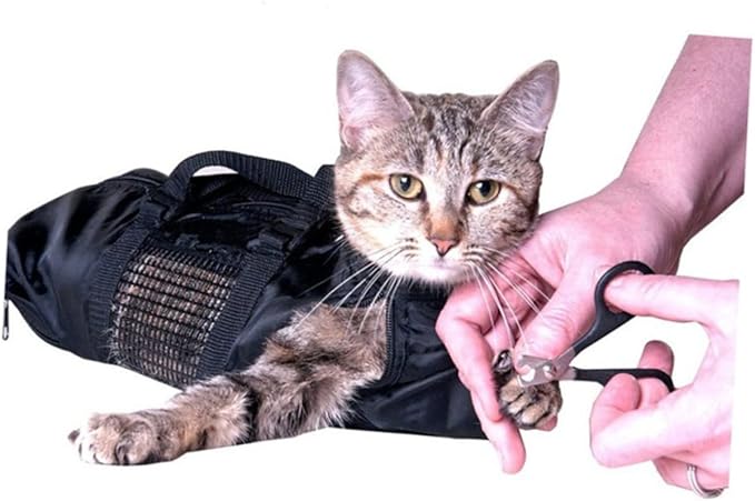 Cat Grooming Supplies Bath Bag Collar Restraint Scratch Oxford Handles for Cats