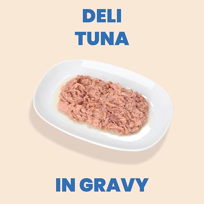 almo nature HQS Complete CAT Wet Cat Food Deli Tuna Recipe in Gravy - Grain-Free Cat Food Canned, 2.47 oz (Pack of 12)