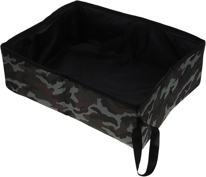 Foldable Portable Cat Litter Box for Travel, Collapsible Camouflage Cat Toilet Tray, Lightweight Leak-Resistant Pet Litter Tray for Outdoor and Car Use