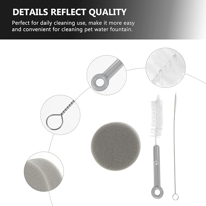 Drinking Glass Set 3pcs Cleaning and Dog Pet Water Cat Dispenser Fountain Kit Drinking Supplies Sponge Cup Cleaner Brush