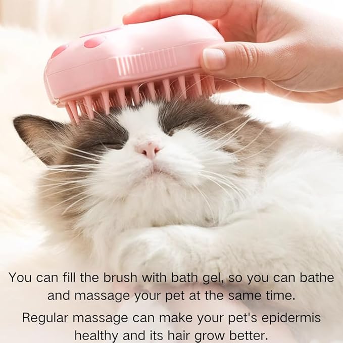 Cat Steam Brush - 3 In1 Steamy Cat Brush, Self-Cleaning Steamy Pet Brush for Massage, Multifunctional Cat Grooming Brush for Removing Tangled and Loose Hair (Coffee)