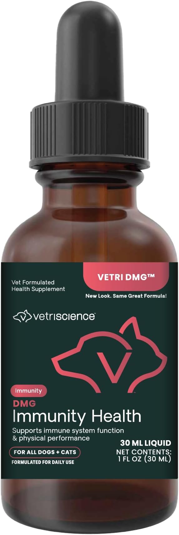 VetriScience Immunity Health Easy-Dose Liquid, Vetri DMG Immune Support Supplement for Cats and Dogs, Hypoallergenic, Support Performance, Stamina, Immune Response, DMG (Dimethylglycine), 30 ml