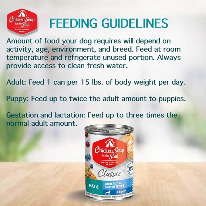 Chicken Soup for The Soul Pet Food Grain-Free Wet All Stages Dog Food, Chicken & Whitefish Pate, 13 Ounce Can (Pack of 12) Soy, Corn & Wheat Free, No Artificial Flavors or Preservatives