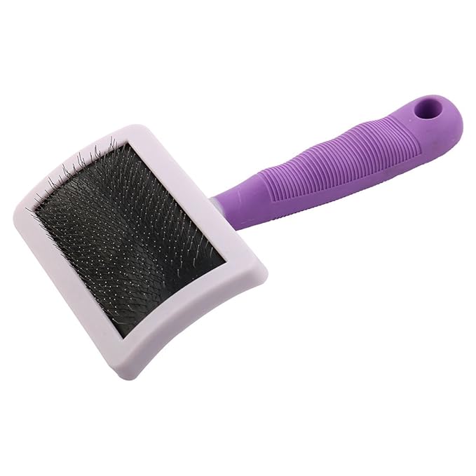 Pet Dog Cat Bristles Grooming Brush w/Purple Handle