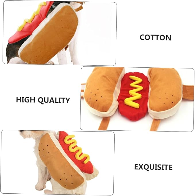 Hot Dog Pet Costume Burger Design Cartoon Dog Cat Clothes M Size Decorative Festival Outfit for Photography and Party Supplies