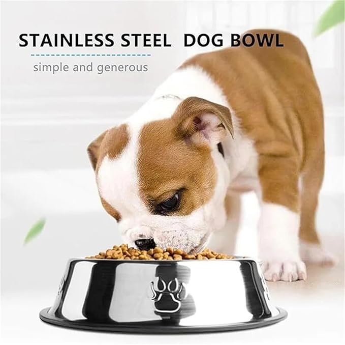 1PC Stainless Steel Pet Bowl Cat Bowl Dog Food Bowl Multi-Specification Anti-Fall Food Bowl Food Bowl Feeding Pet Supplies(30cm)